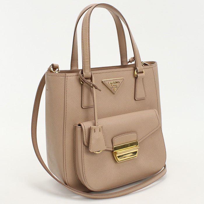 PRADA 1BA254 Tote Bag Safiano 2WAY Tote Bag leather CIRRIA (Pink Beige) Women
