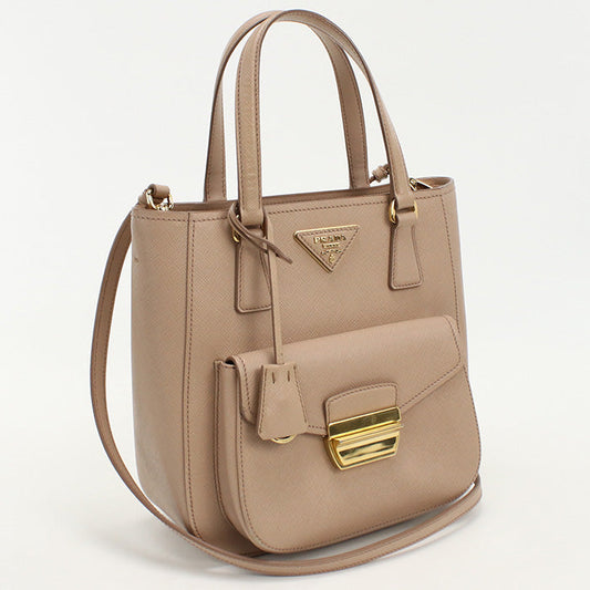 PRADA 1BA254 Tote Bag Safiano 2WAY Tote Bag leather CIRRIA (Pink Beige) Women