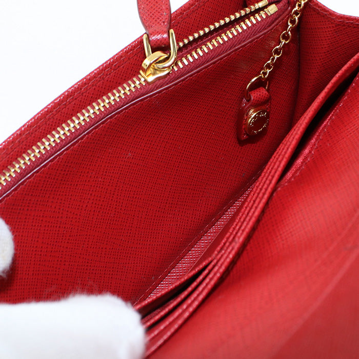 PRADA PR86370 Saffiano leather long wallet double fold coin purse Red Women