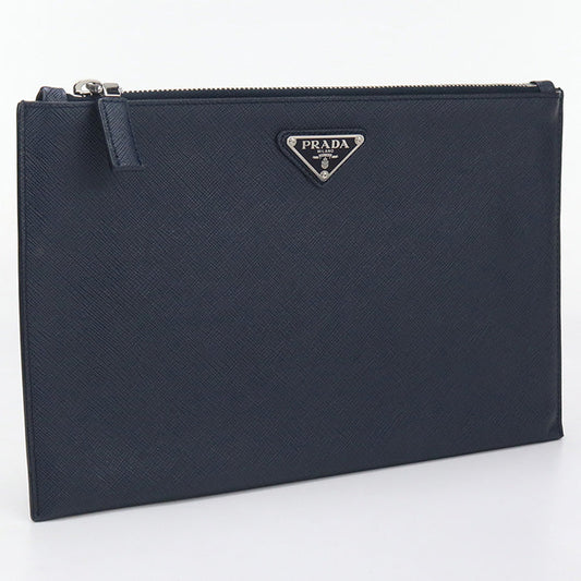 PRADA Saffiano leather Clutch bag navy mens