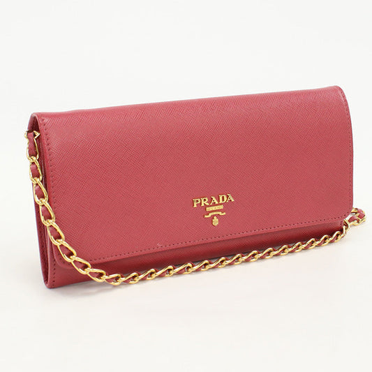 PRADA 1M1290 Chain wallet Safiano leather pink Women