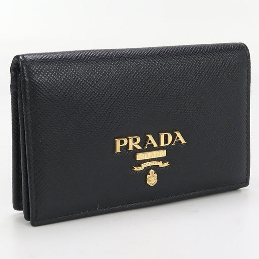PRADA Saffiano leather card holder name card holder leather black Women