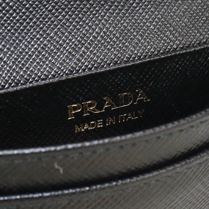 PRADA Saffiano leather card holder name card holder leather black Women