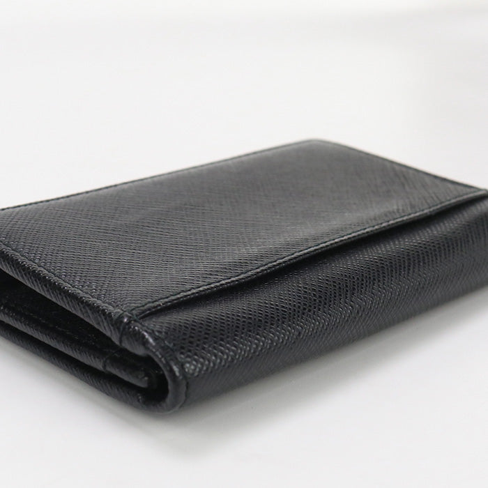 PRADA Saffiano leather card holder name card holder leather black Women