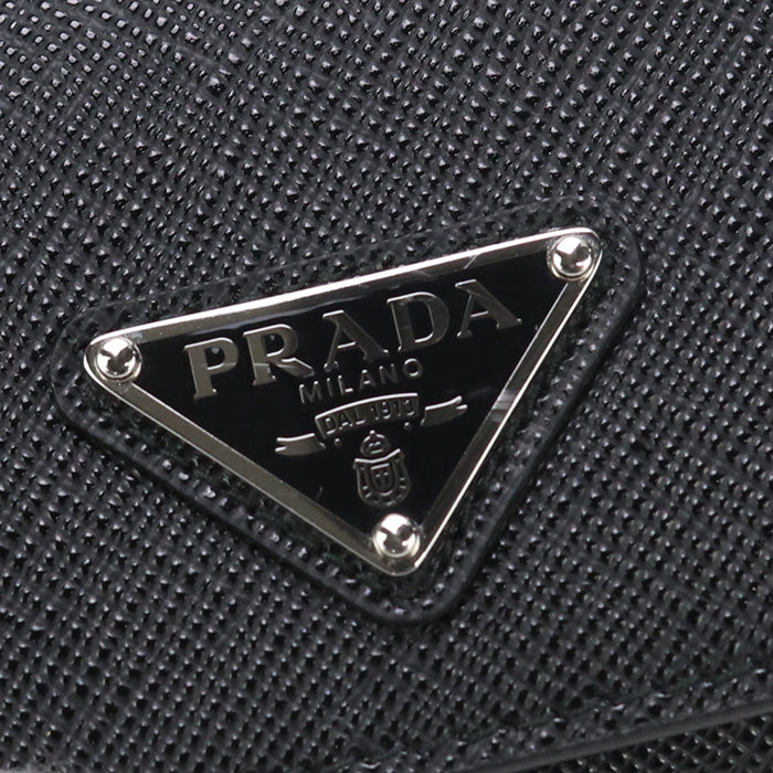 PRADA 2MH042 QHH F0002 Saffiano Triangle Wallet Three fold leather black mens
