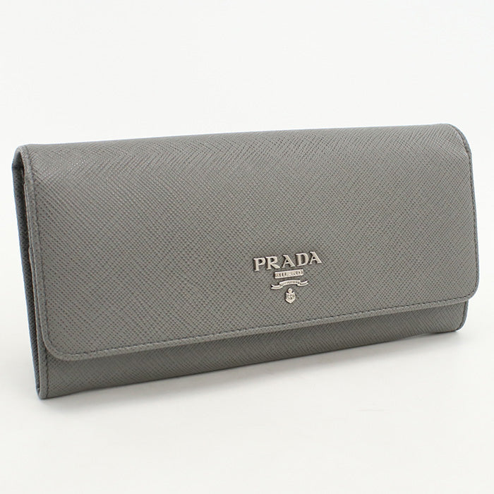 PRADA 1MH132 Long wallet Safiano Flap wallet leather gray Women (unisex)