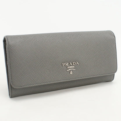 PRADA 1MH132 Long wallet Safiano Flap wallet leather gray Women (unisex)