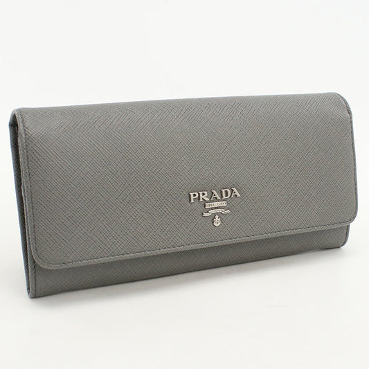 PRADA 1MH132 Long wallet Safiano Flap wallet leather gray Women (unisex)