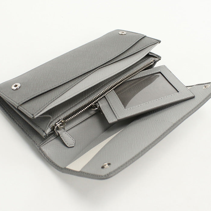 PRADA 1MH132 Long wallet Safiano Flap wallet leather gray Women (unisex)
