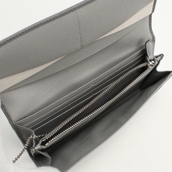 PRADA 1MH132 Long wallet Safiano Flap wallet leather gray Women (unisex)