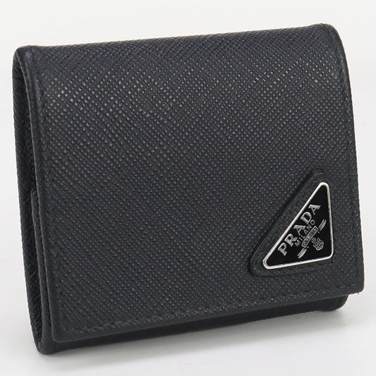PRADA 2MM935 QHH F0002 Coin case saffiano triangle leather black mens