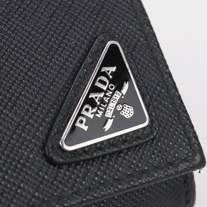 PRADA 2MM935 QHH F0002 Coin case saffiano triangle leather black mens