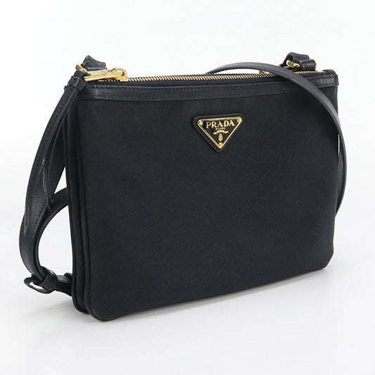 PRADA 1BH048 Shoulder Bag Diagonal Shoulder Bag canvas/leather black Women