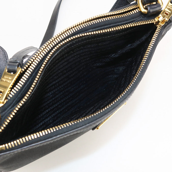 PRADA 1BH048 Shoulder Bag Diagonal Shoulder Bag canvas/leather black Women