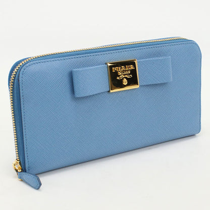 PRADA 1ML506 2AEE F0P9S zip around long wallet leather Blue Women