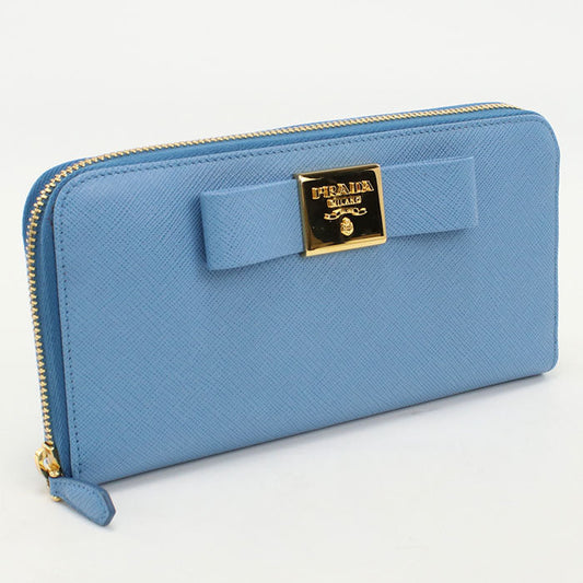 PRADA 1ML506 2AEE F0P9S zip around long wallet leather Blue Women