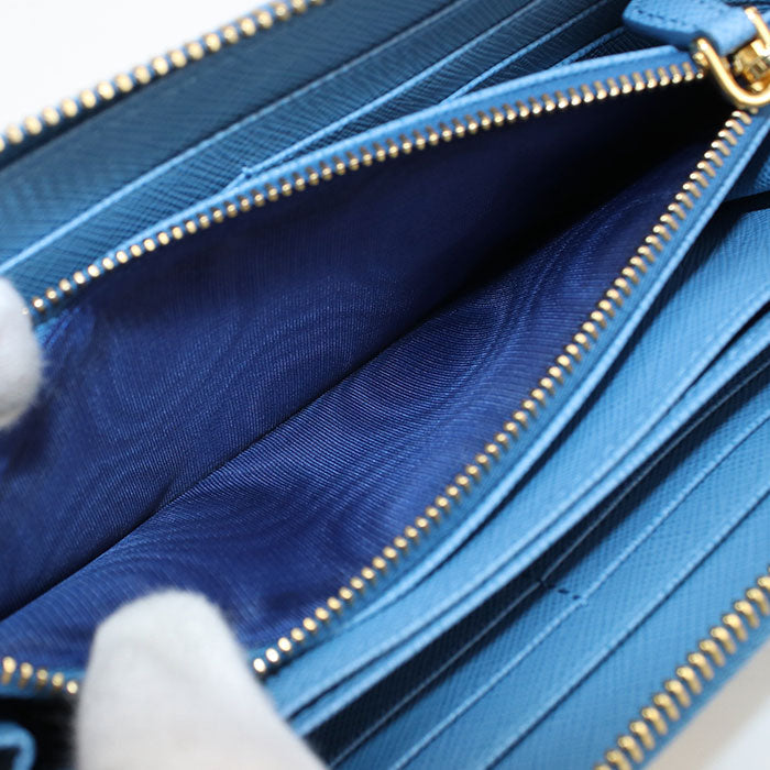 PRADA 1ML506 2AEE F0P9S zip around long wallet leather Blue Women