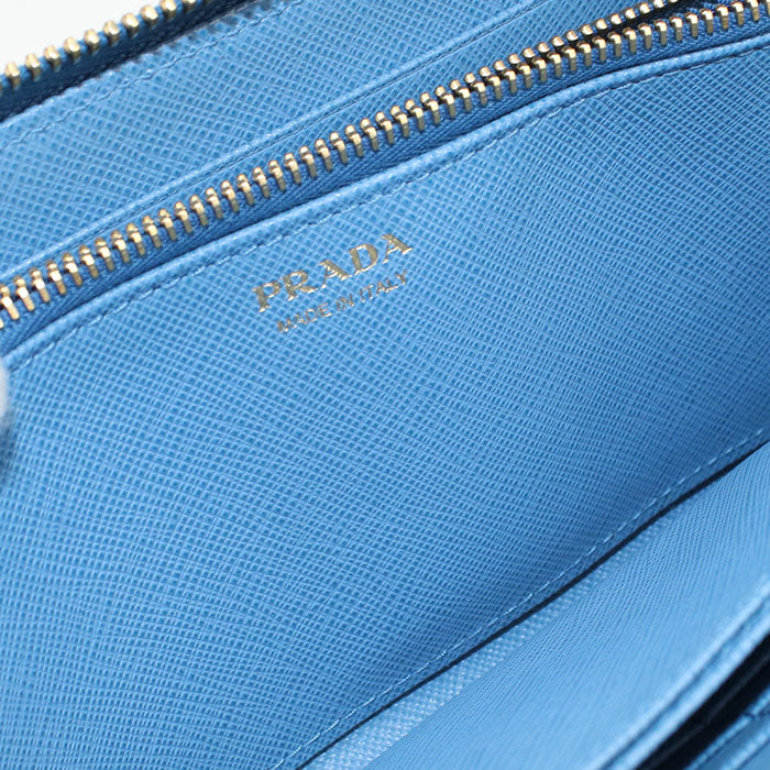 PRADA 1ML506 2AEE F0P9S zip around long wallet leather Blue Women