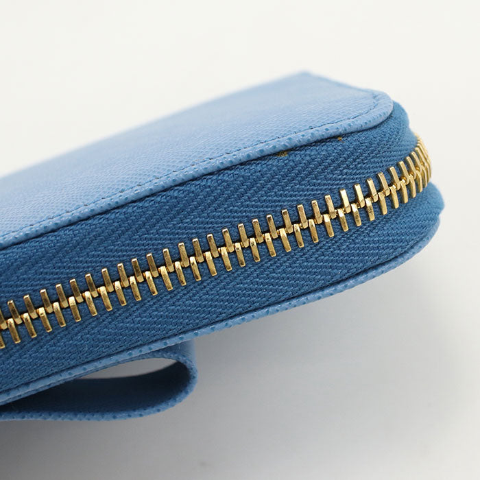 PRADA 1ML506 2AEE F0P9S zip around long wallet leather Blue Women