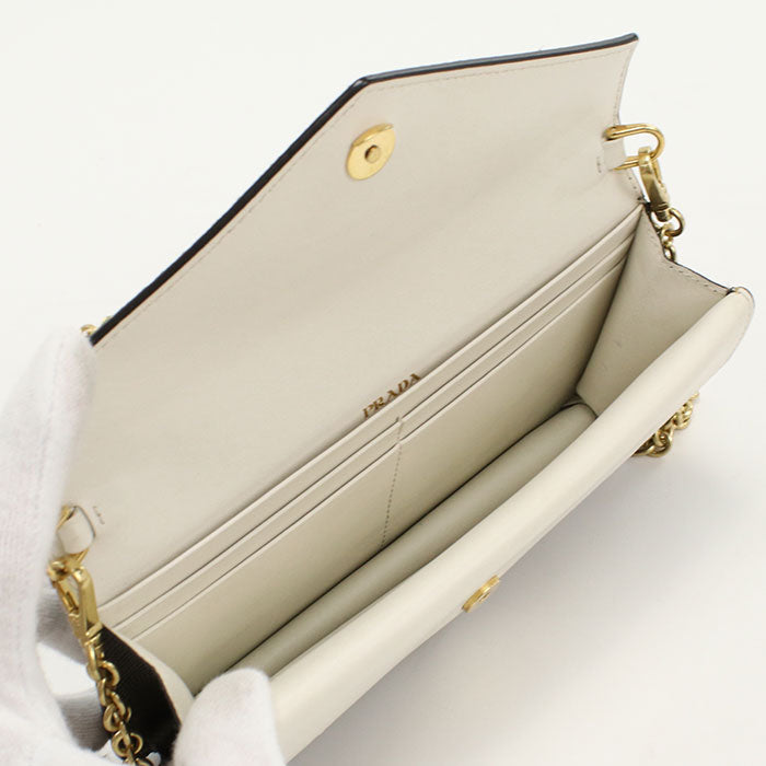 PRADA 1DH052 2DC3 F0R7X Long Wallet Saffiano Chain Wallet Leather gray Women