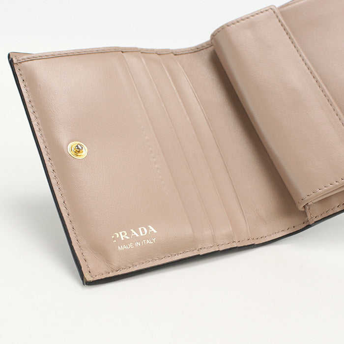 PRADA 1MV204 2BG5 F0WCL Leather wallet Folded wallet leather Black Women