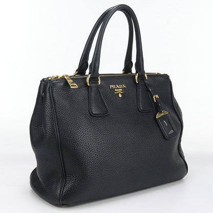 PRADA BN2420 Tote Bag W zip handbag leather black Women