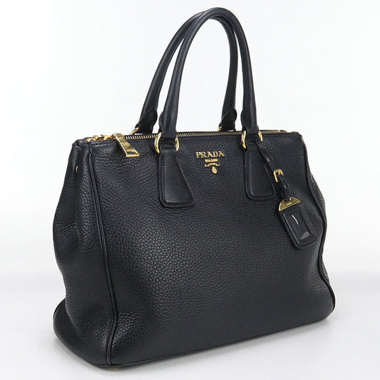 PRADA BN2420 Tote Bag W zip handbag leather black Women