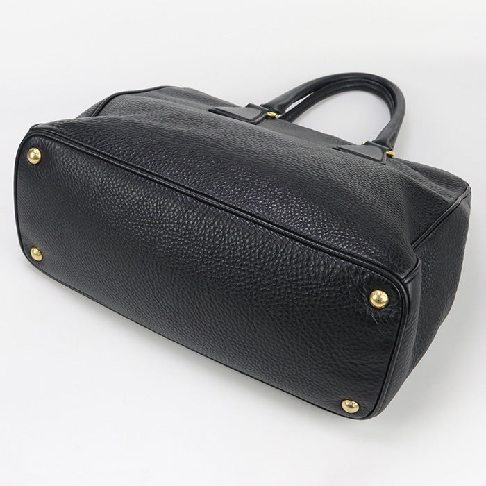 PRADA BN2420 Tote Bag W zip handbag leather black Women