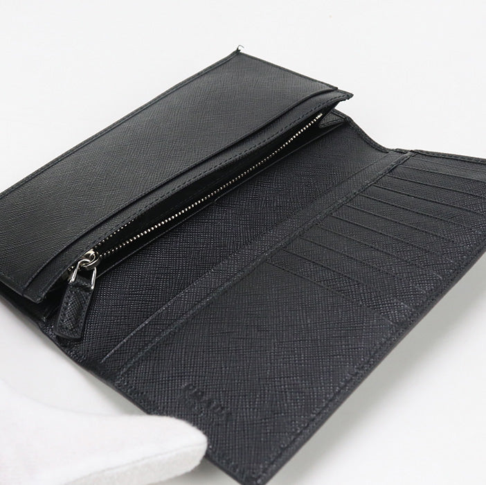 PRADA 2MV836 QHH F0002 Long Wallet Safiano Folded wallet leather black mens