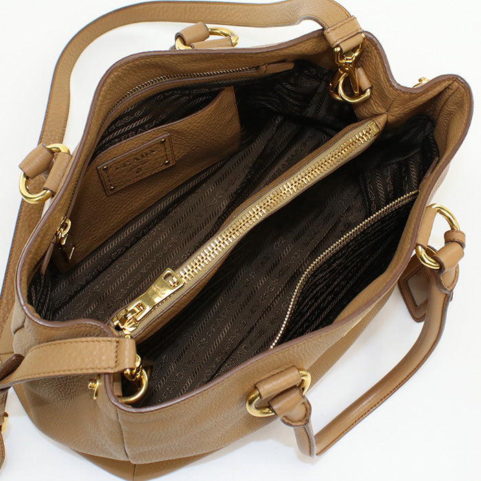 PRADA 1BA878 Tote Bag Vit Dino 2WAYTote Bag leather Camel Women