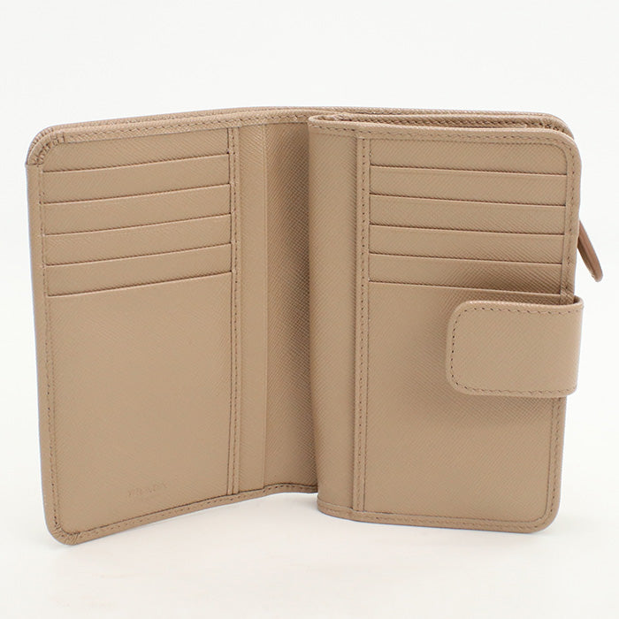 PRADA 1M1225 QWA F0770 Bi-fold wallet Safiano L-shaped zipper wallet leather pink Women