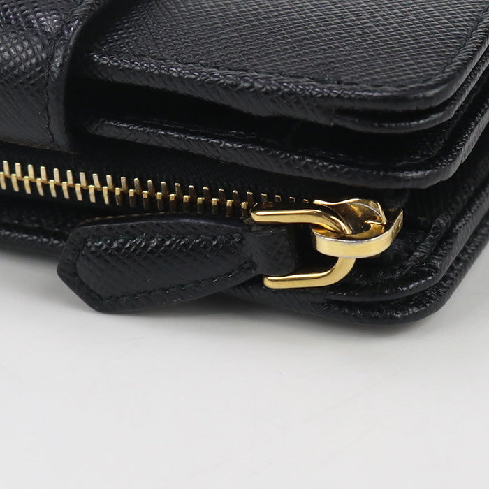 PRADA 1ML018 QWA F0002 Bi-fold wallet Safiano L-shaped zipper wallet leather Women