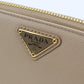 PRADA 1ML506 Long Wallet saffiano triangle Zipper Wallet leather beige Women