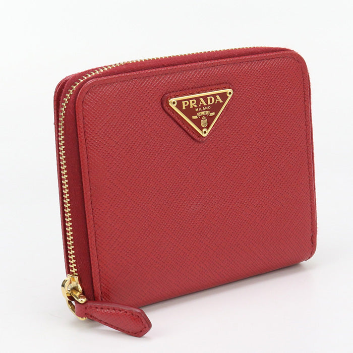 PRADA PR90349 Saffiano Triangle Wallet Folded wallet leather red Women