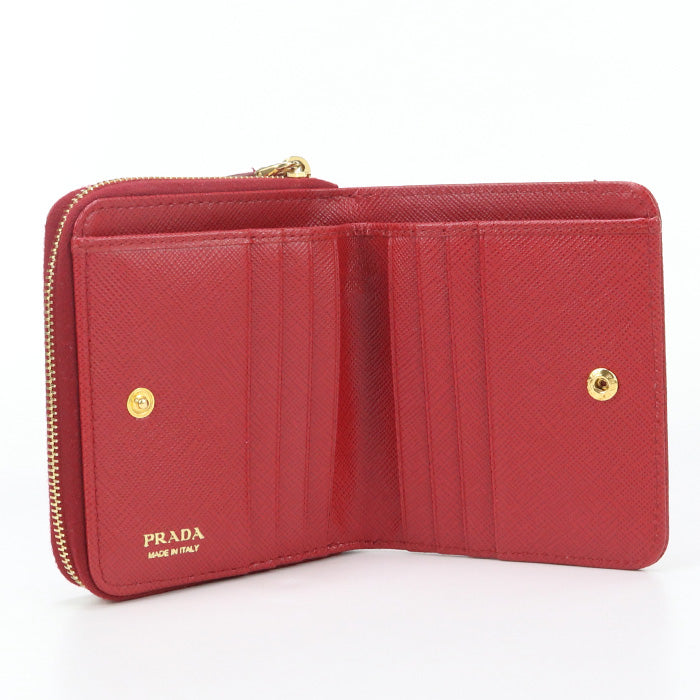PRADA PR90349 Saffiano Triangle Wallet Folded wallet leather red Women