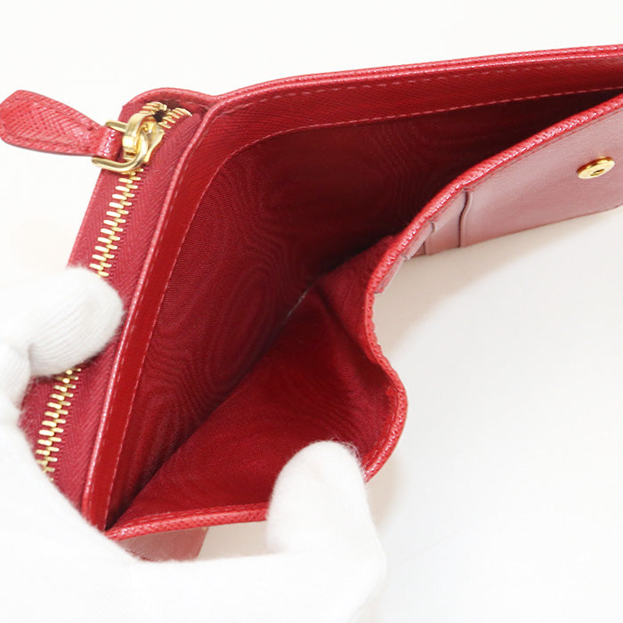 PRADA PR90349 Saffiano Triangle Wallet Folded wallet leather red Women