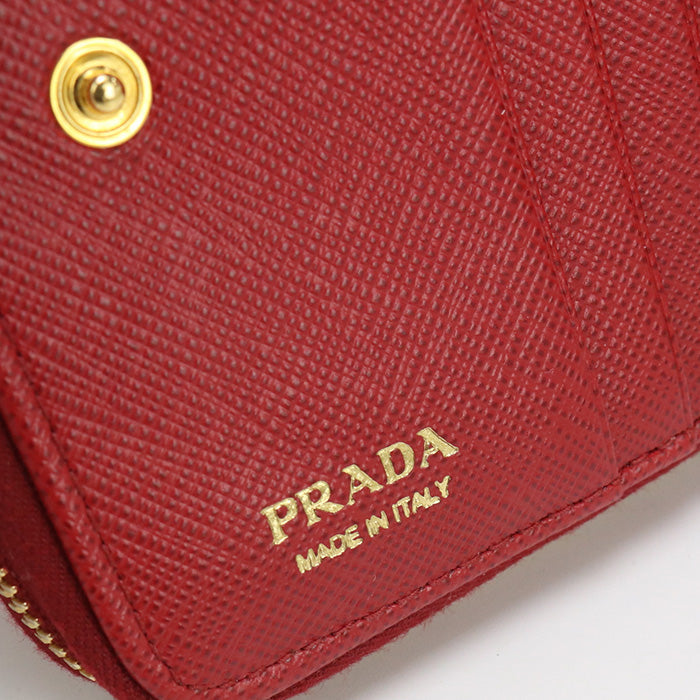 PRADA PR90349 Saffiano Triangle Wallet Folded wallet leather red Women