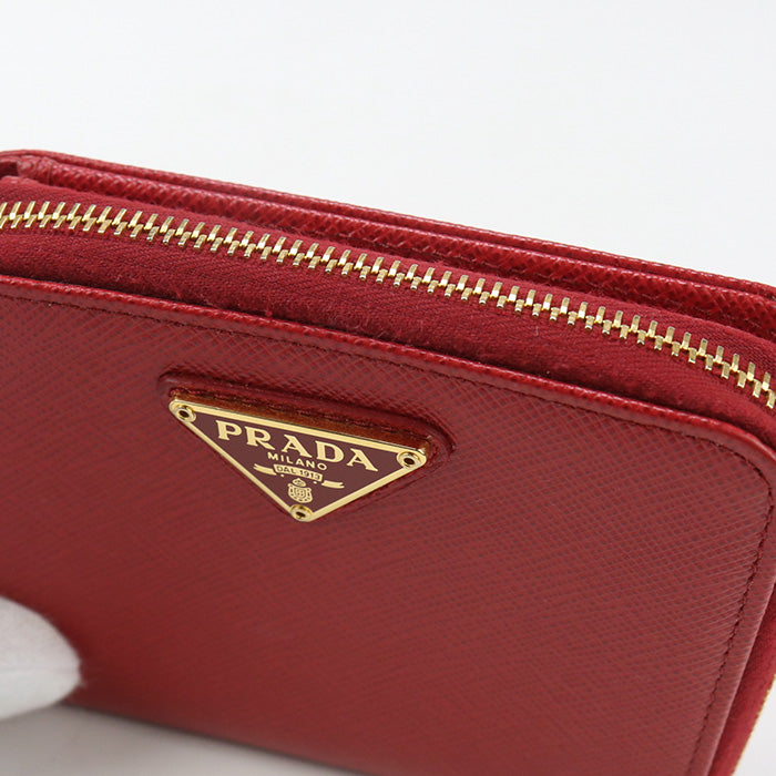 PRADA PR90349 Saffiano Triangle Wallet Folded wallet leather red Women
