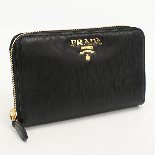 PRADA 1ML157 Medium wallet in leather Zip AroundWallet leather black Women