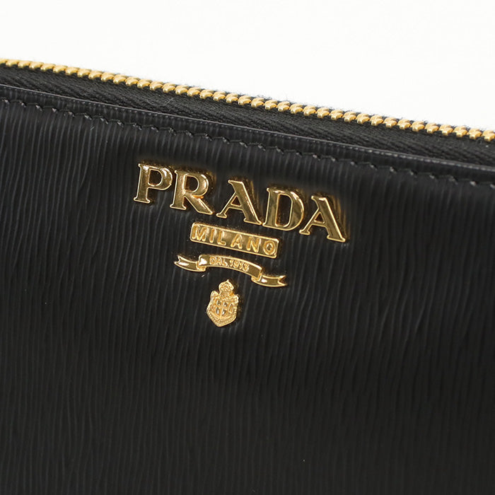 PRADA 1ML157 Medium wallet in leather Zip AroundWallet leather black Women