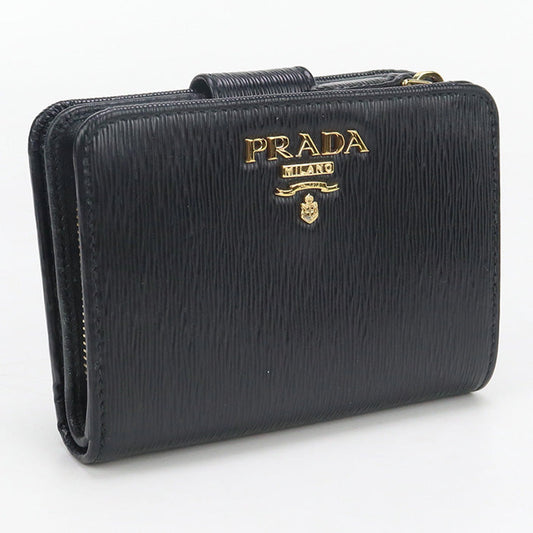 PRADA 1ML018 Vitello Leather Wallet Folded wallet/Vitello Leather black mens
