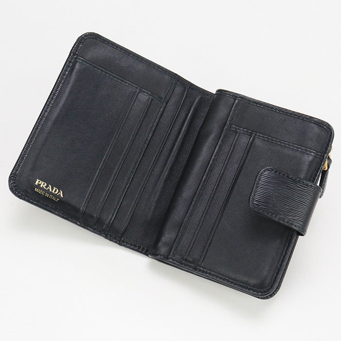 PRADA 1ML018 Vitello Leather Wallet Folded wallet/Vitello Leather black mens