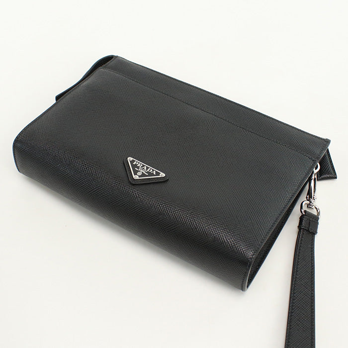 PRADA 2VF039 Clutch bag Safiano Pouch Business Bags leather black mens