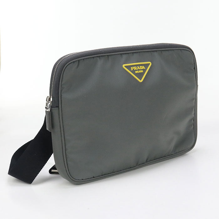 PRADA 2VH116 Shoulder Bag Triangular logo 2way clutch bag Nylon gray mens
