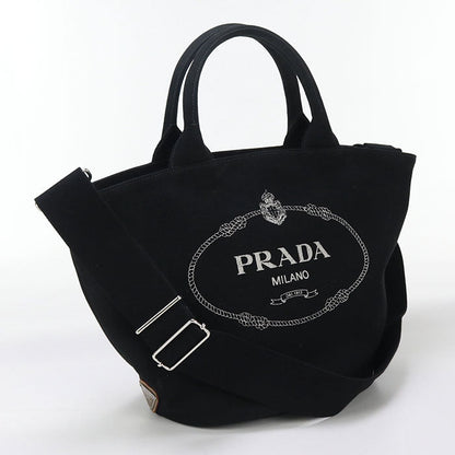 PRADA 1BG163 2WAY Canapa Tote Bag canvas black Women