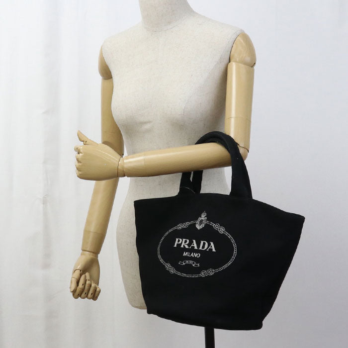 PRADA 1BG163 2WAY Canapa Tote Bag canvas black Women