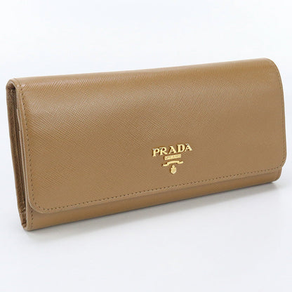 PRADA 1M1349 Long wallet Safiano Flap wallet leather Brown Women