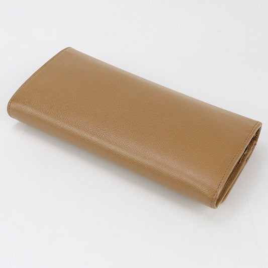 PRADA 1M1349 Long wallet Safiano Flap wallet leather Brown Women