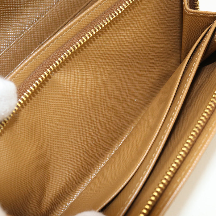 PRADA 1M1349 Long wallet Safiano Flap wallet leather Brown Women