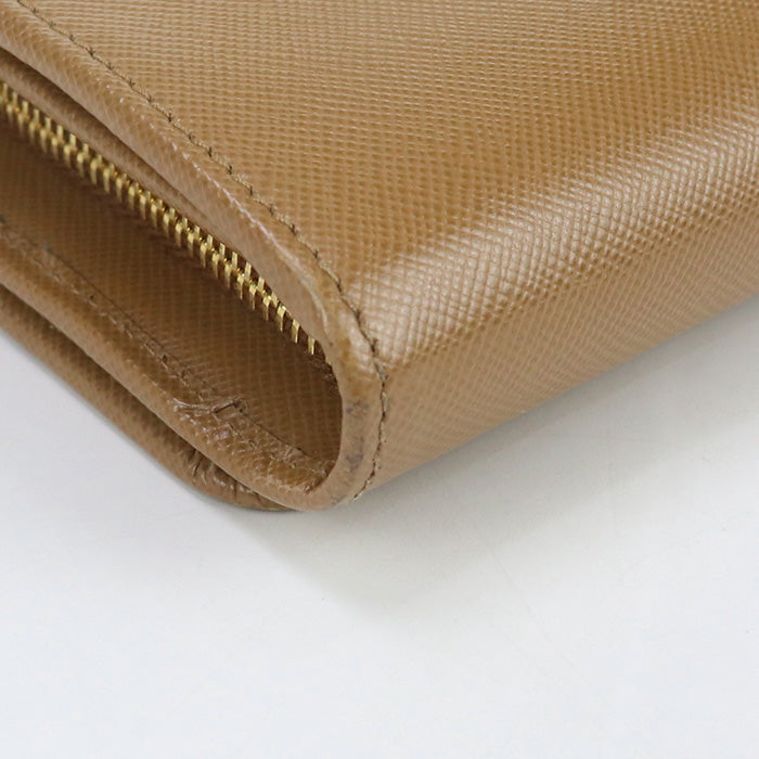 PRADA 1M1349 Long wallet Safiano Flap wallet leather Brown Women